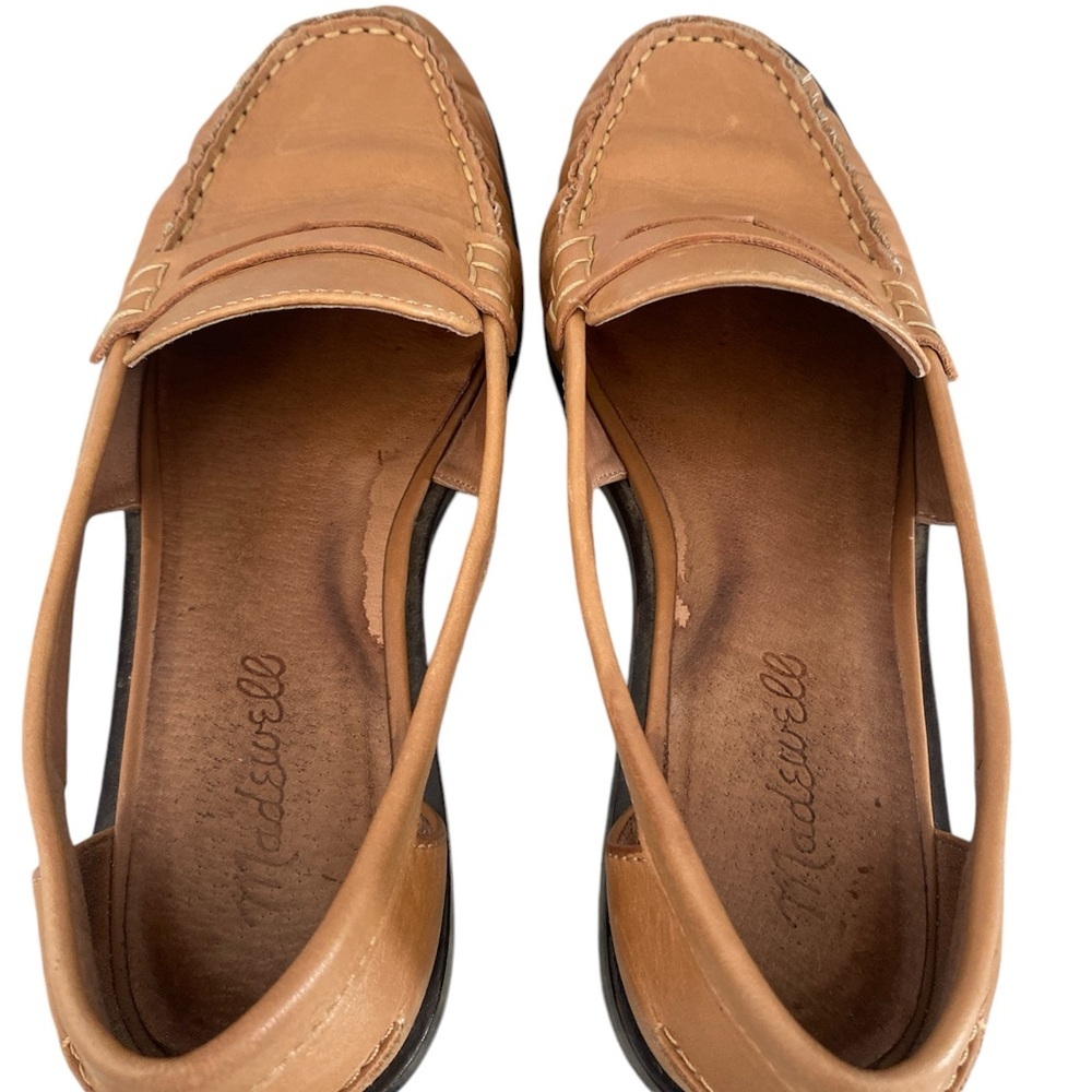 Madewell Tan Leather cut out loafers women’s SZ 7 - Picture 5 of 7